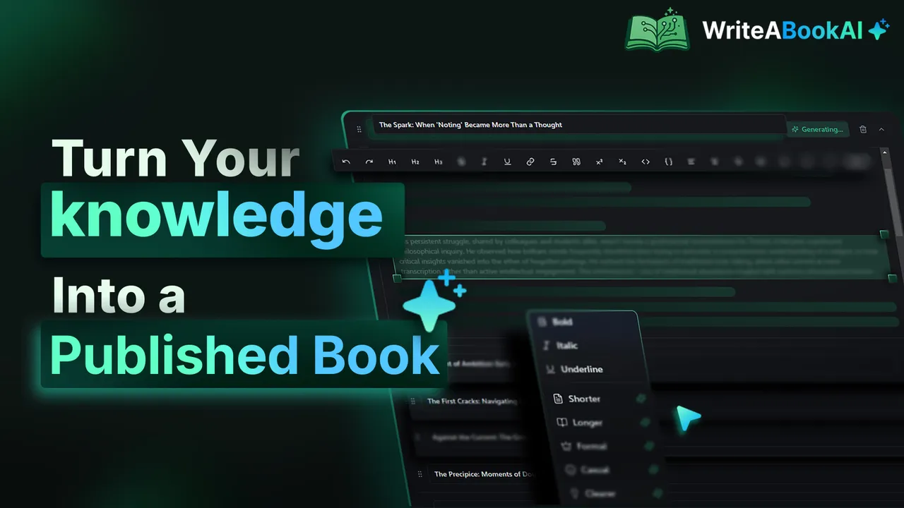WriteABookAI platform demo