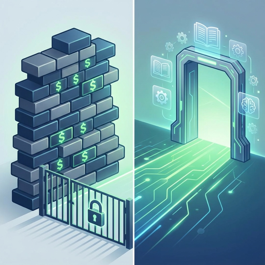 Comparison showing expensive premium platform versus accessible AI writing tools