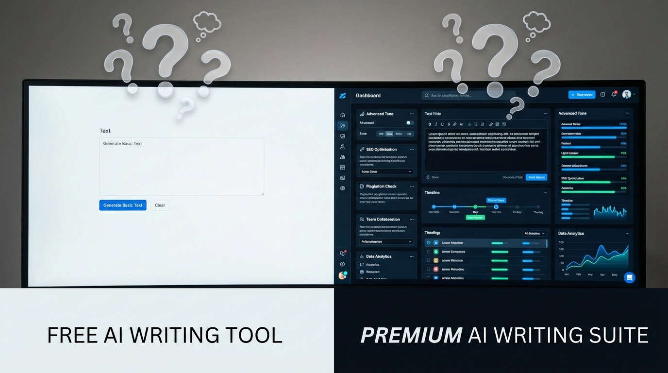 Side-by-side comparison of Raptor Write and Novelcrafter interfaces showing free versus premium AI writing tools