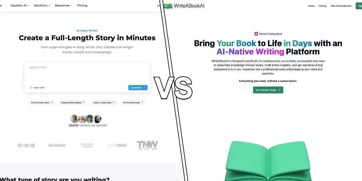 Split screen comparison of different AI writing approaches