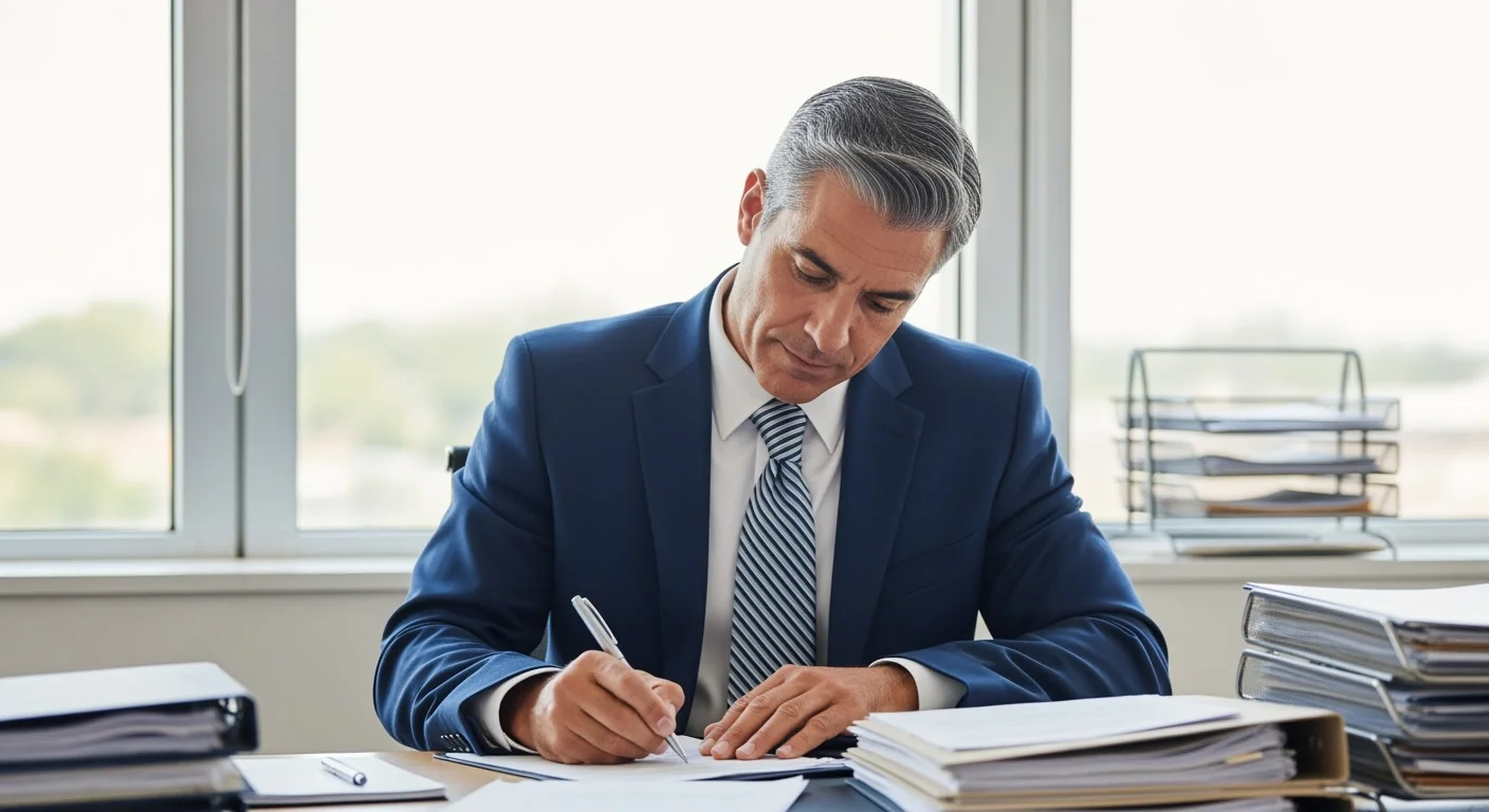 Professional author using AI writing tools at modern workspace